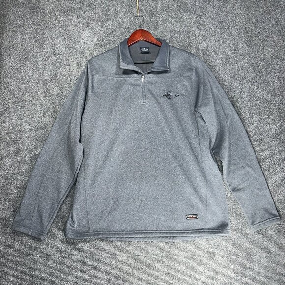 Charles River Sweatshirt Mens Large 1/4 Zip Gray Long Sleeve Logo Pullover Sport - Picture 1 of 6